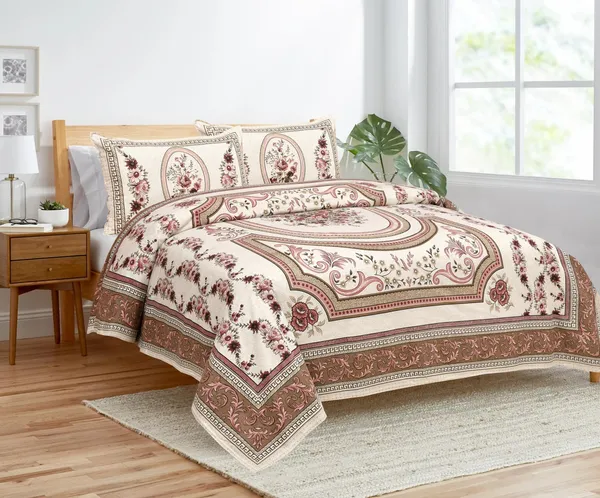 Brown_Cotton_Kaleen_Floral_Brown_Double_Bedsheet_With_Pillow_Cover_100_X_108_Cm